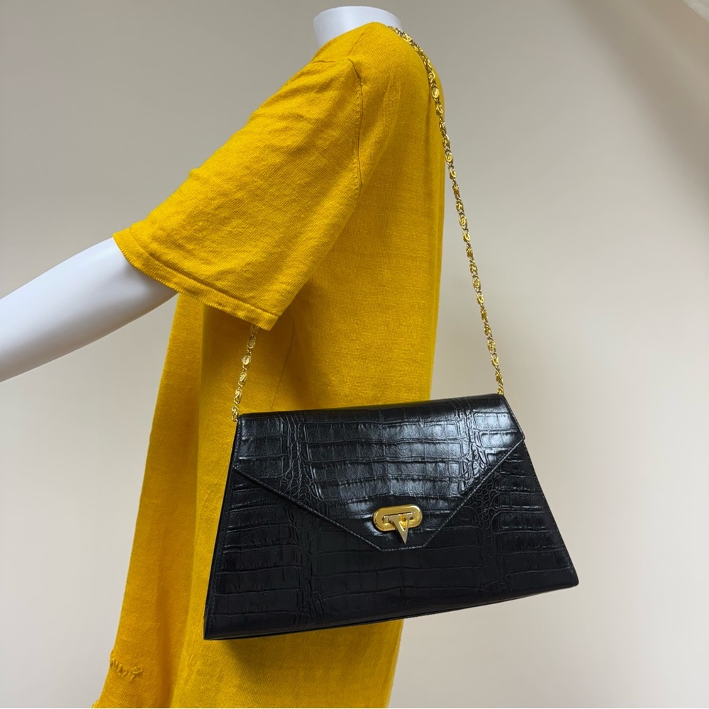 Black Valentino Garavani Vintage Crocodile Leather Authentic